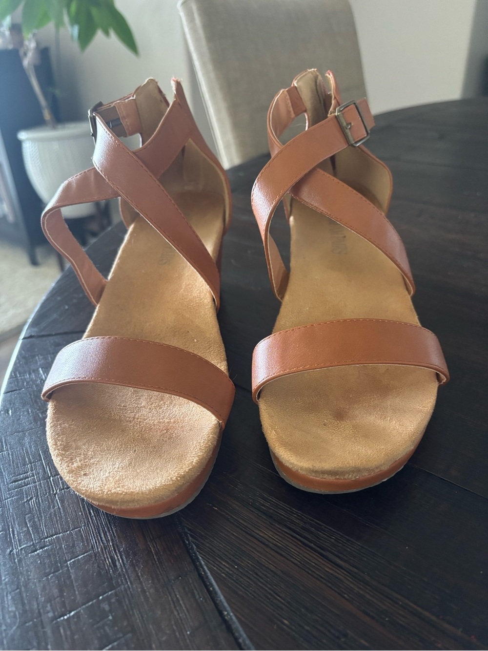 Dream Pairs Tan Strappy Wedge Sandals - Picture 2 of 5